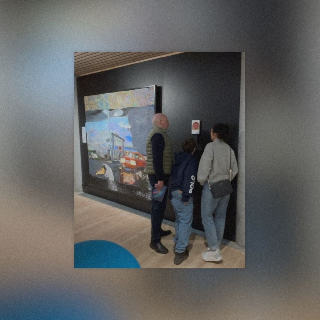 Thomas Hanscomb displaying his artwork in museum