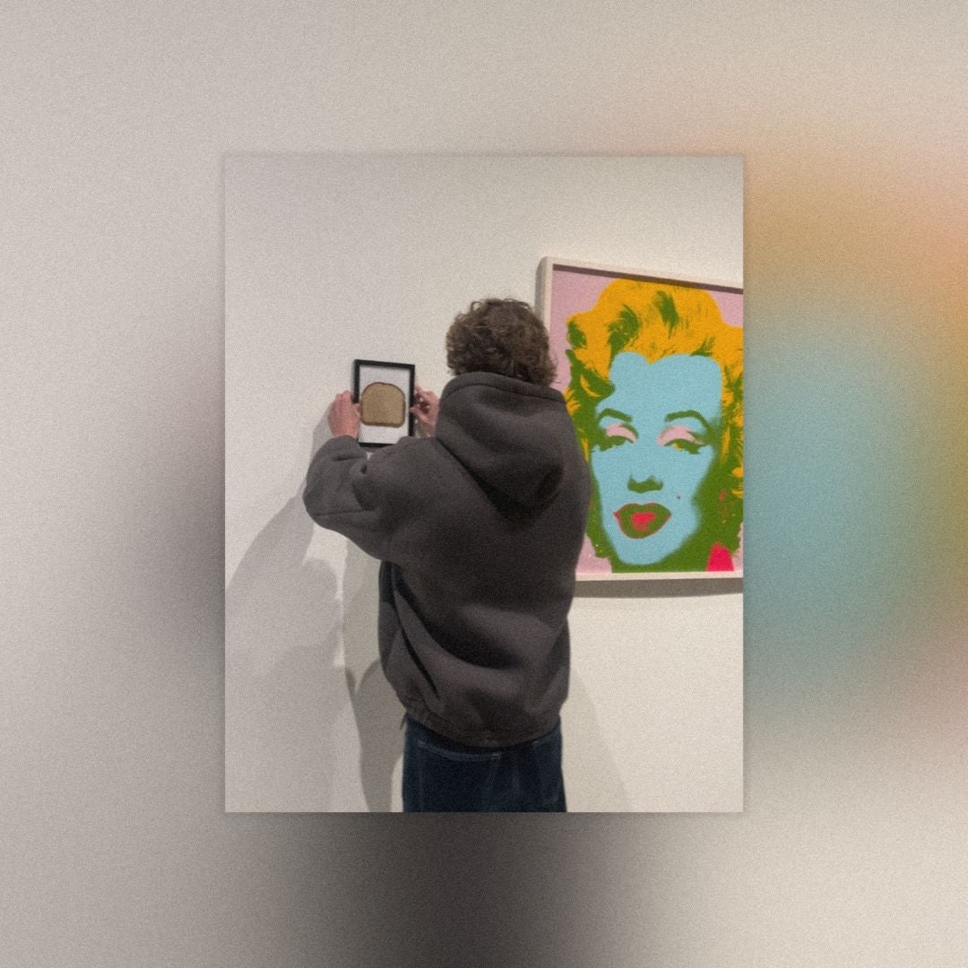 Artwork "Bread" by Thomas Hanscomb being hung in museum
