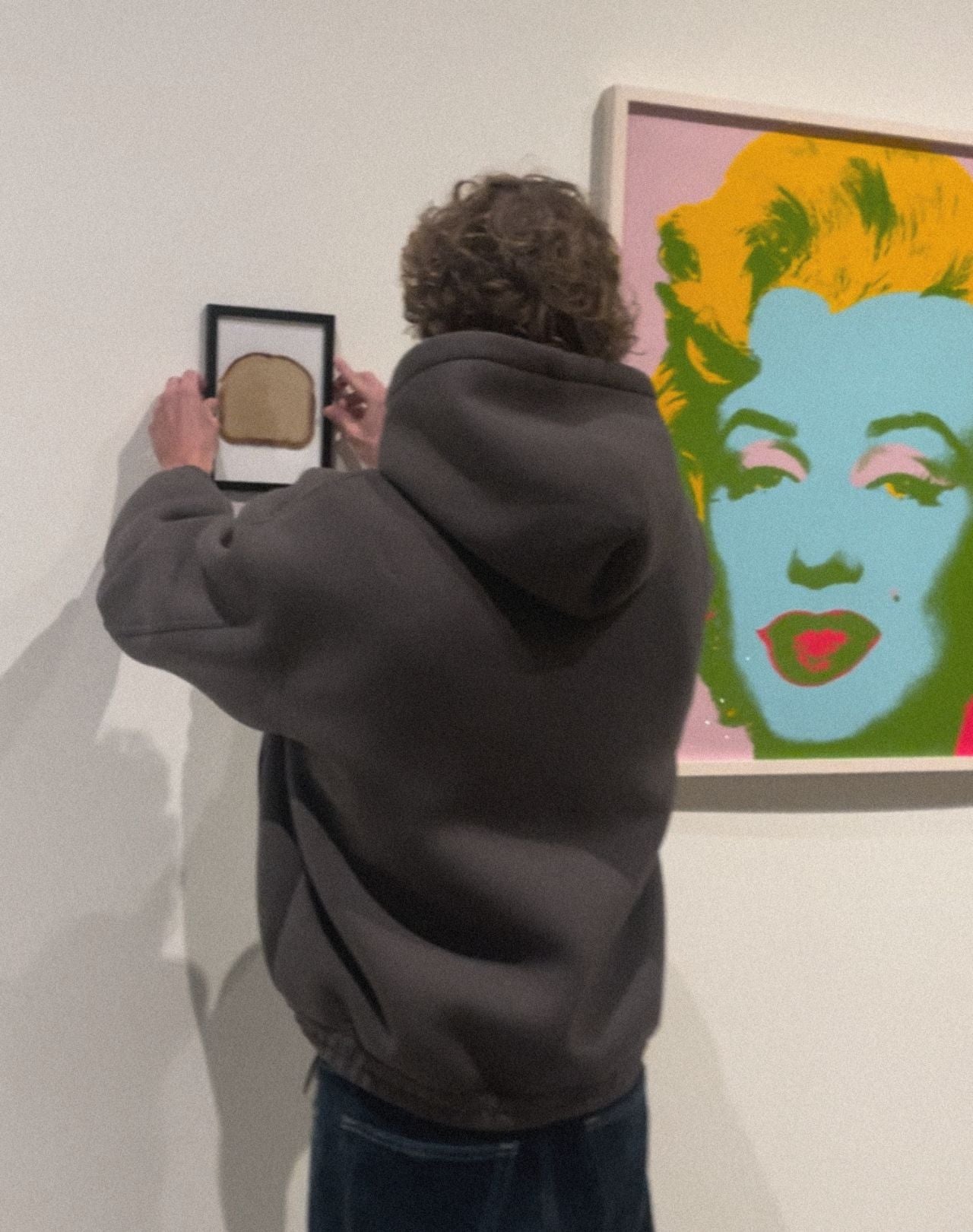 Thomas Hanscomb displaying his artwork in a museum