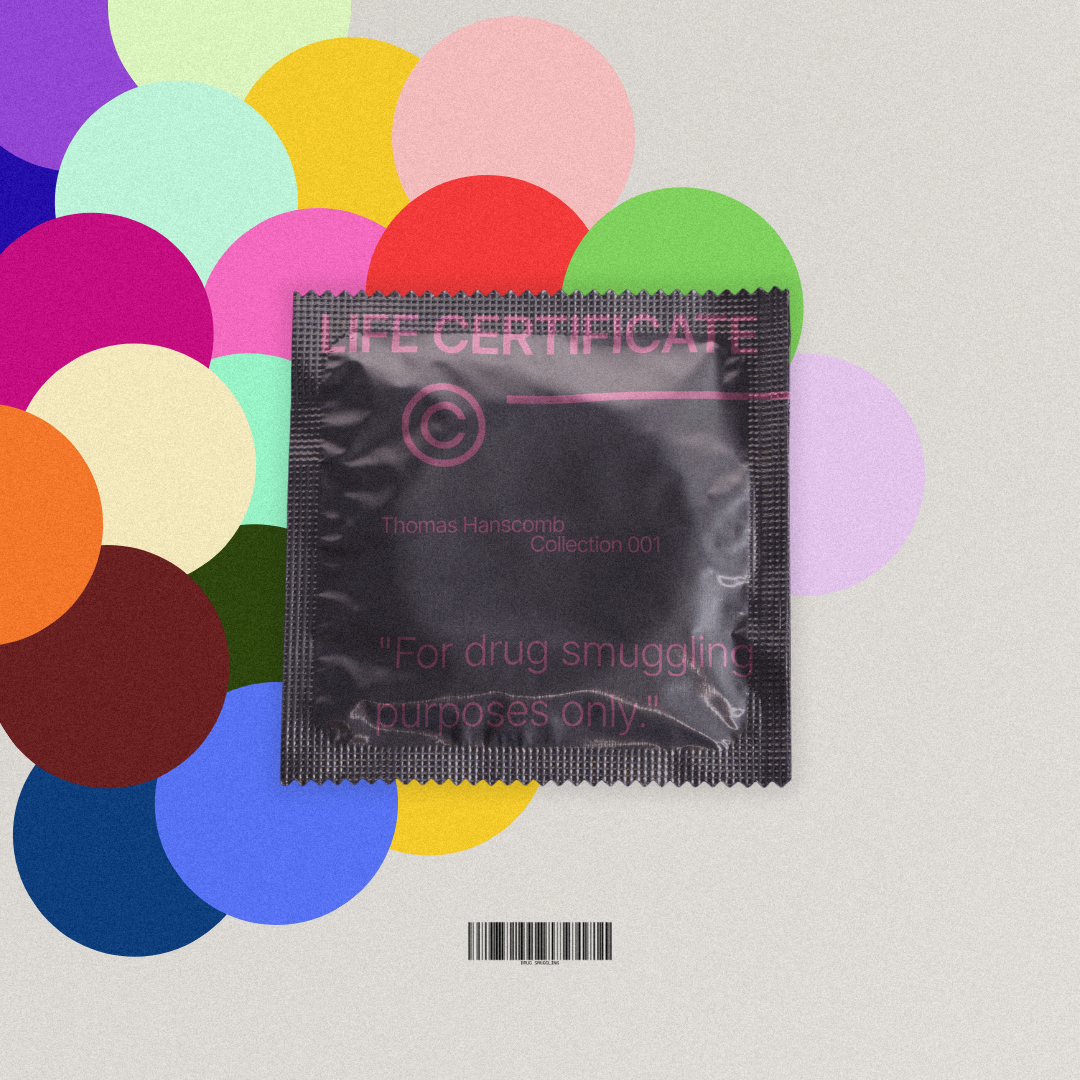 Editioned work Condom by conceptual artist Thomas Hanscomb