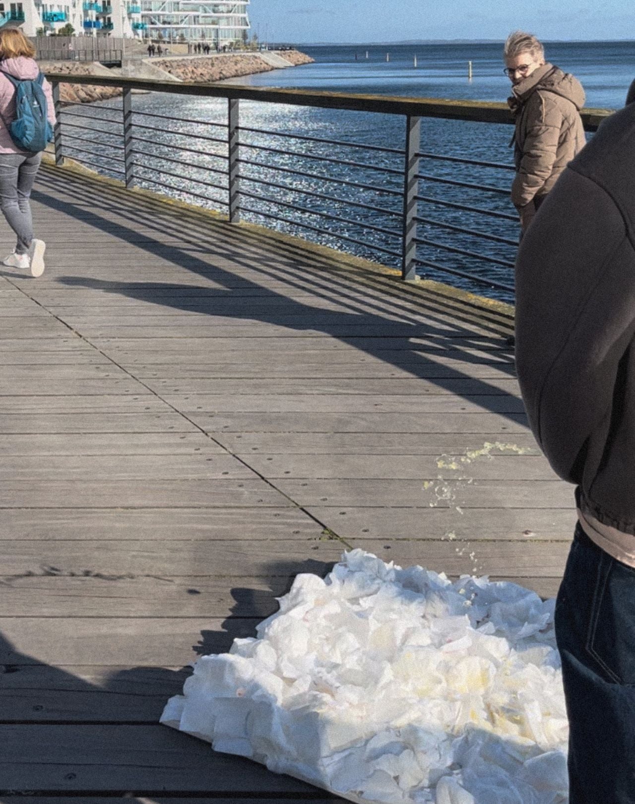 Thomas Hanscomb doing performance art in Aarhus by the water